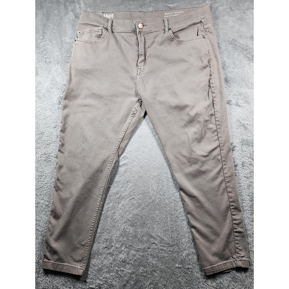 Mugsy Timber Tapered Jeans Mens 40x30 (Fits 36x28) Light Wash Tapered Stretch